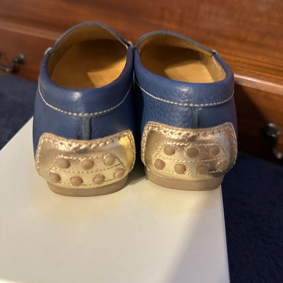 Like new blue leather Peter Millar Vare Pebble Grain Driving Loafer - Picture 3 of 7